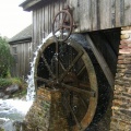 The Corten steel water wheel on the old mill in Stevens Point Wisconsin